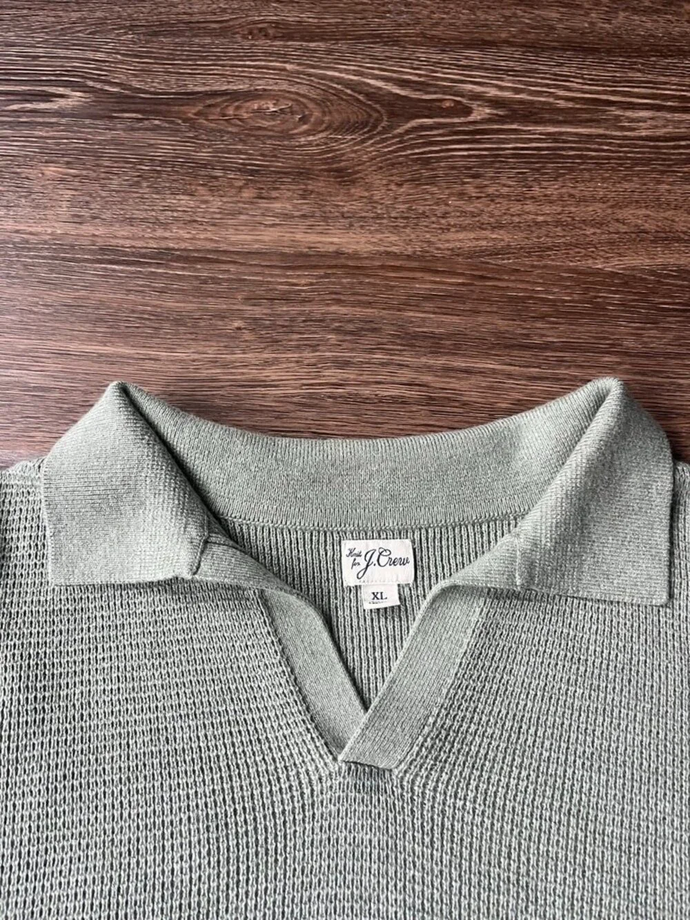 J. Crew Short-sleeve cotton waffle-knit johnny-collar sweater-polo Sz XL